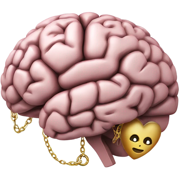 Brain with chain around it with heart locket  emoji