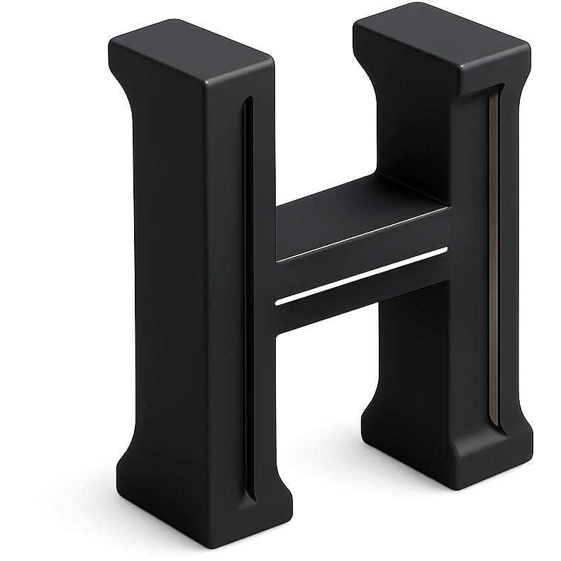 bold and clear letter H in 3D black style emoji