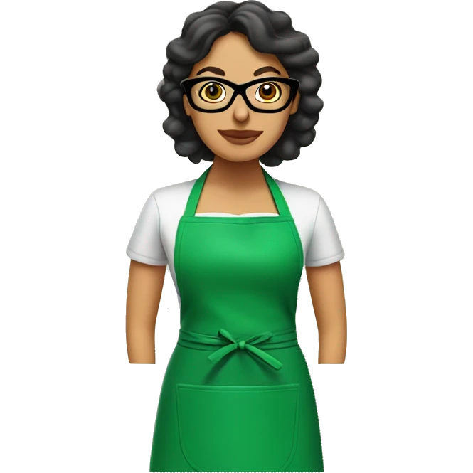 mexican lady green apron  with glasses cooking tacos emoji