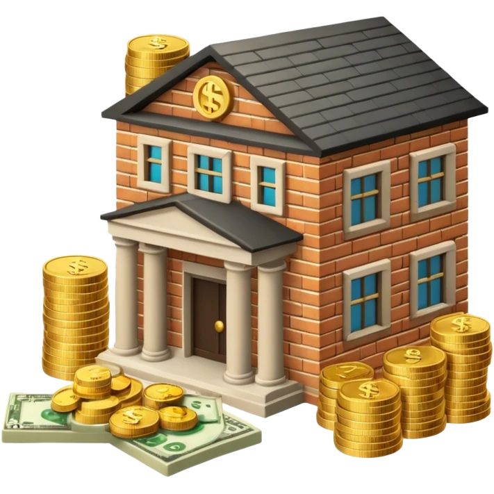 a bankhouse with money emoji