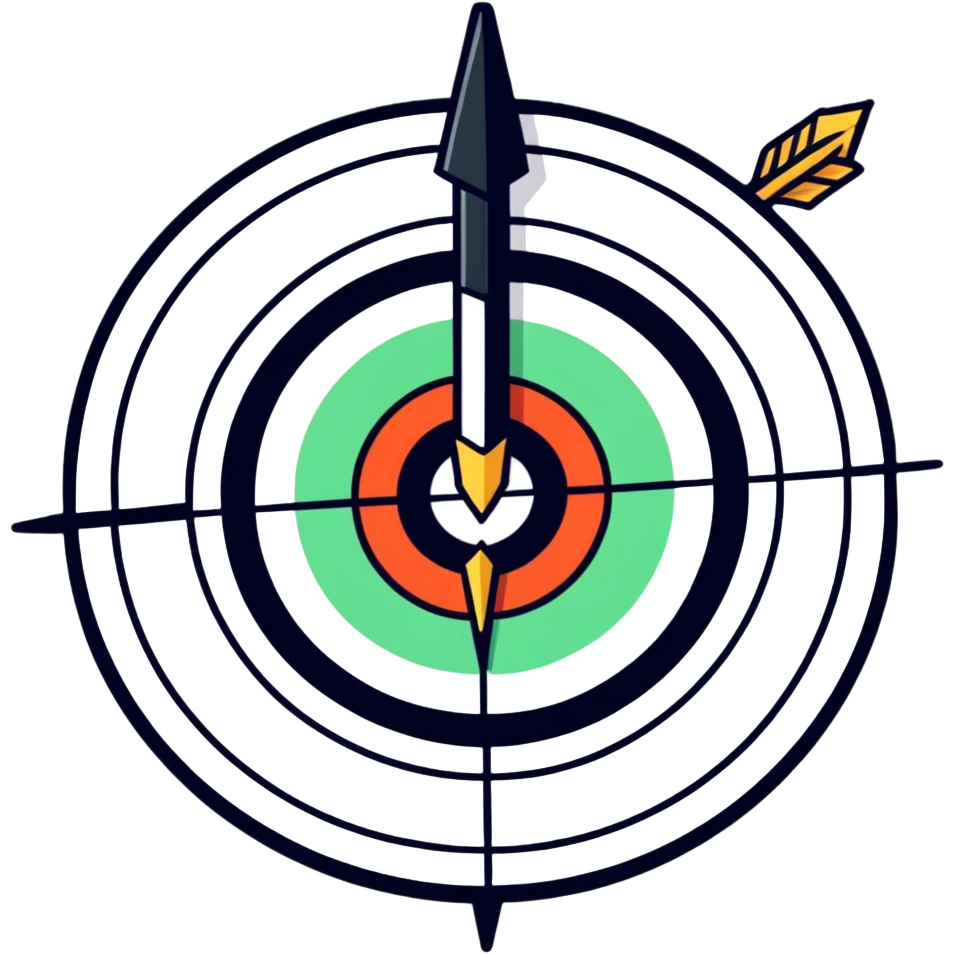 target with arrow in the center, cartoonish sticker style emoji