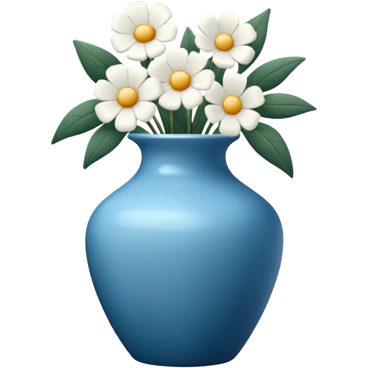 White Flowers in a blue vase emoji