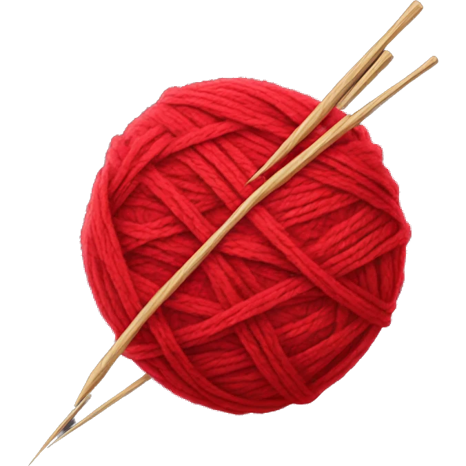 Red Ball of yarn and needles emoji