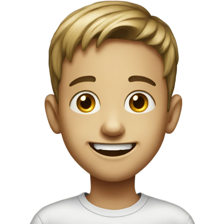 realistic portrait of boy smiling missing front top teeth emoji