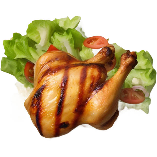 Grilled chicken, rice, salad, on a plate emoji