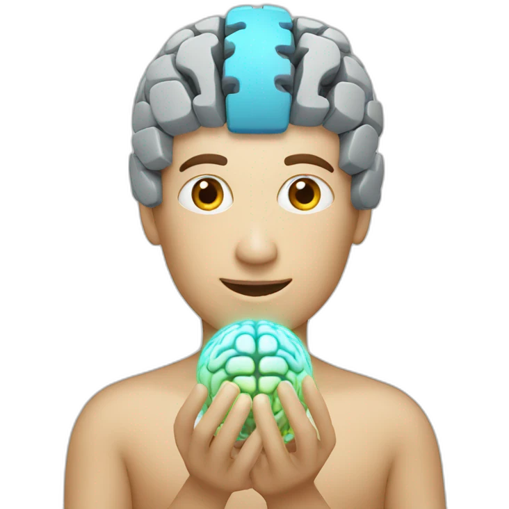 human holding an electric brain emoji
