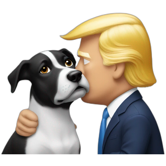 trump kissing a dog emoji
