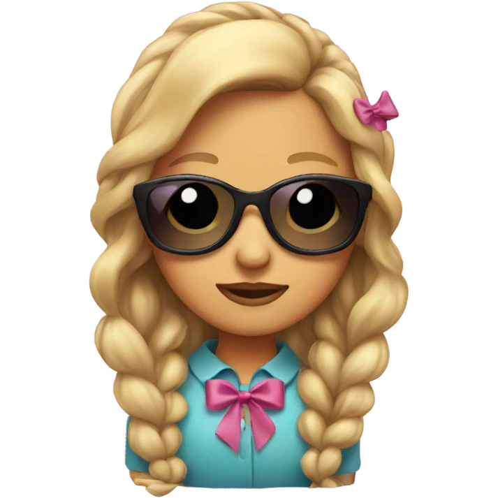 Girl with sunglasses and bow in hair emoji