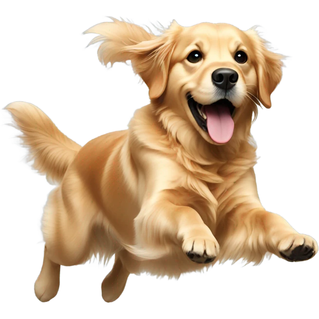 Golden retriever, bouncing on a trampoline emoji