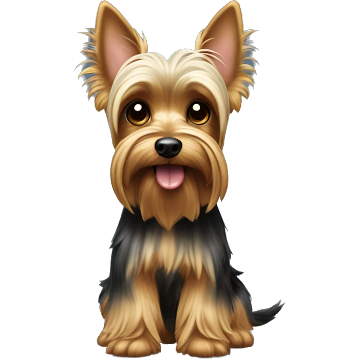 tall long yorkie with high ears and their tongue out to the side emoji