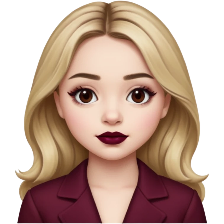 Sabrina carpenter wearing burgundy lipstick  emoji