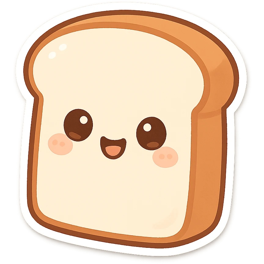 a slice of white bread, cartoon style emoji