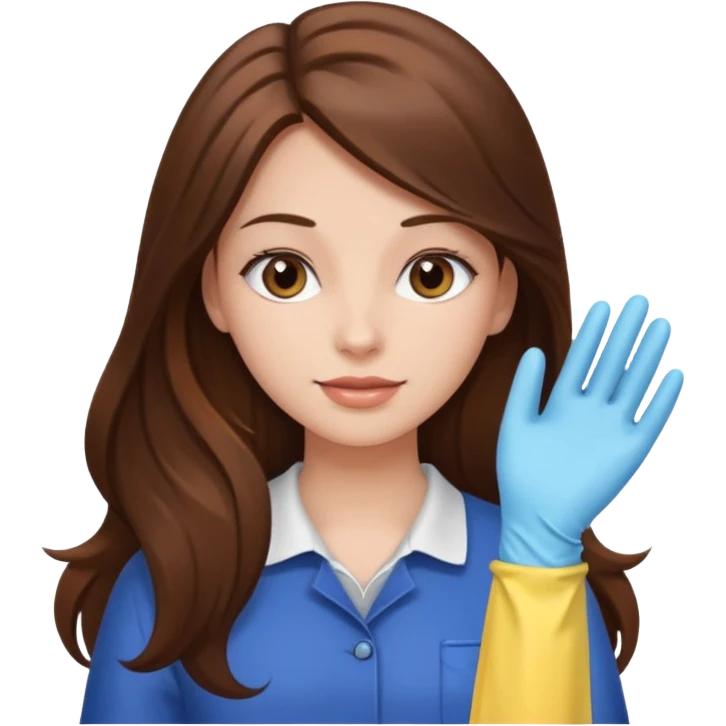beautiful girl with long brown hair cleaning emoji