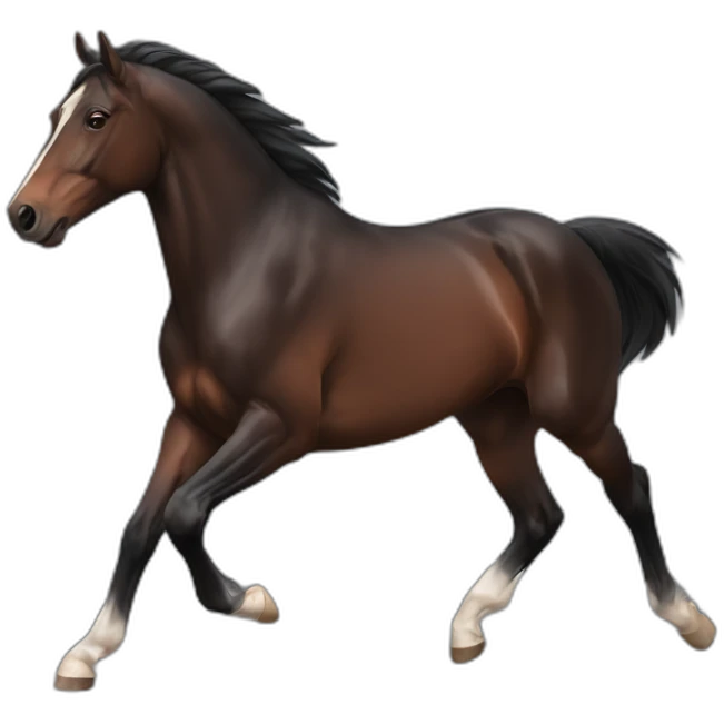 galloping dark bay horse with small headmark emoji