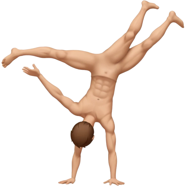 Fully body naked nude male with brown hair  cartwheel emoji