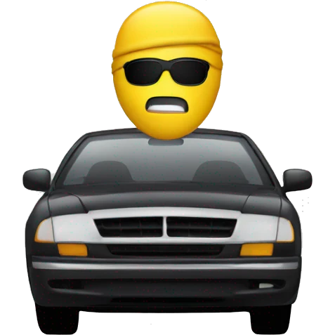 car with guy wearing ski mask driving emoji