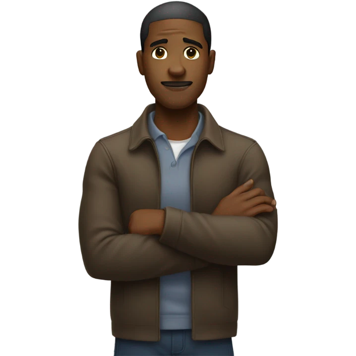 Black guy holding fist up head down emoji