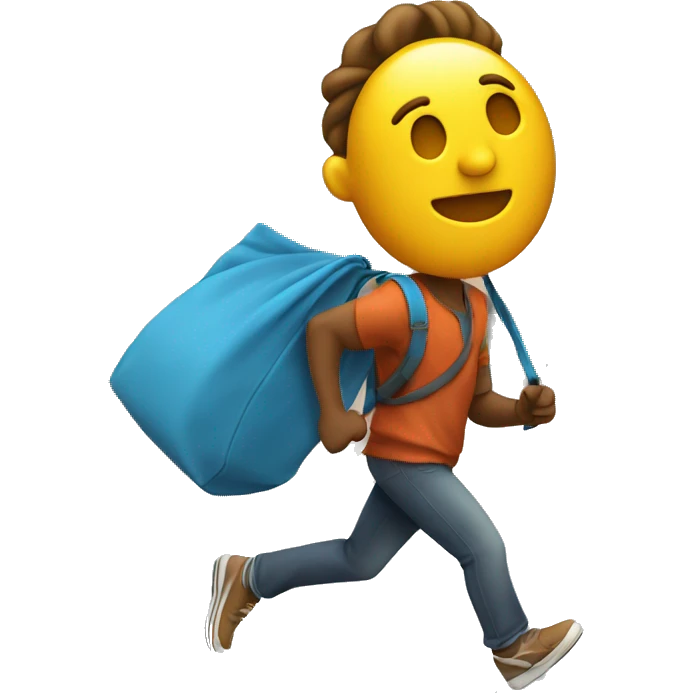 Guy running with a bag on a stick behind his back  emoji