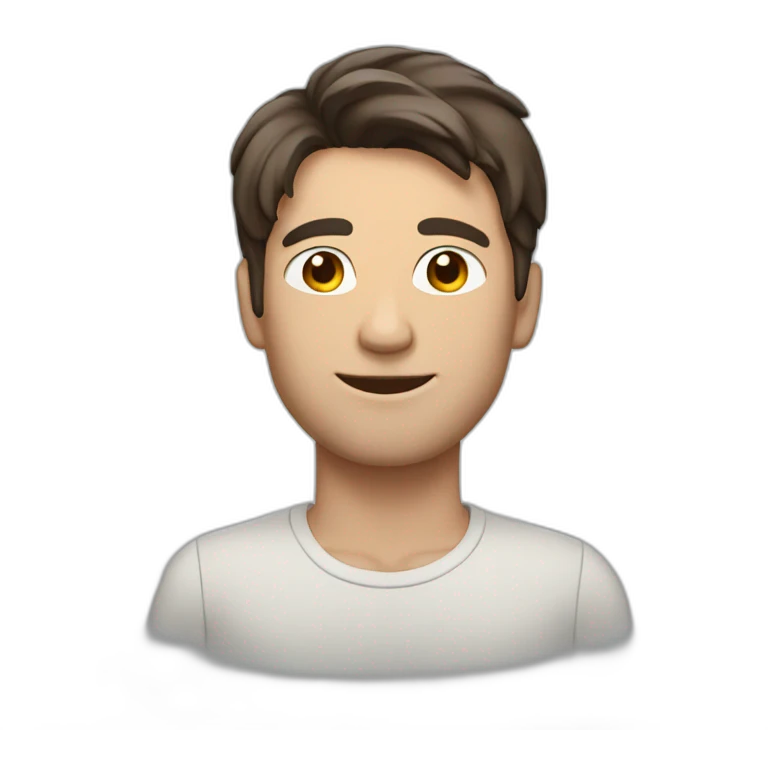 shaved white man with messy mid long dark brown hair posing victory  emoji
