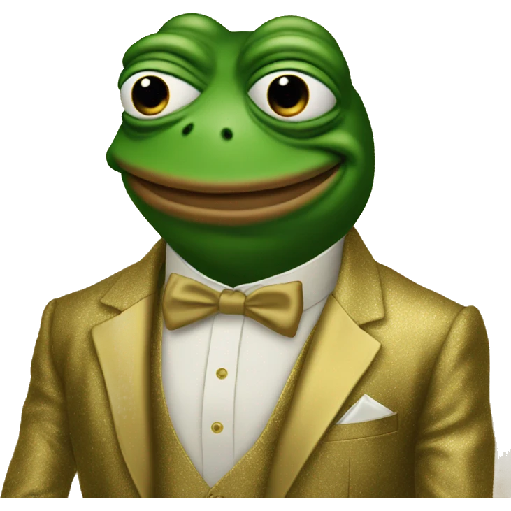 pepe frog in a gold suit emoji