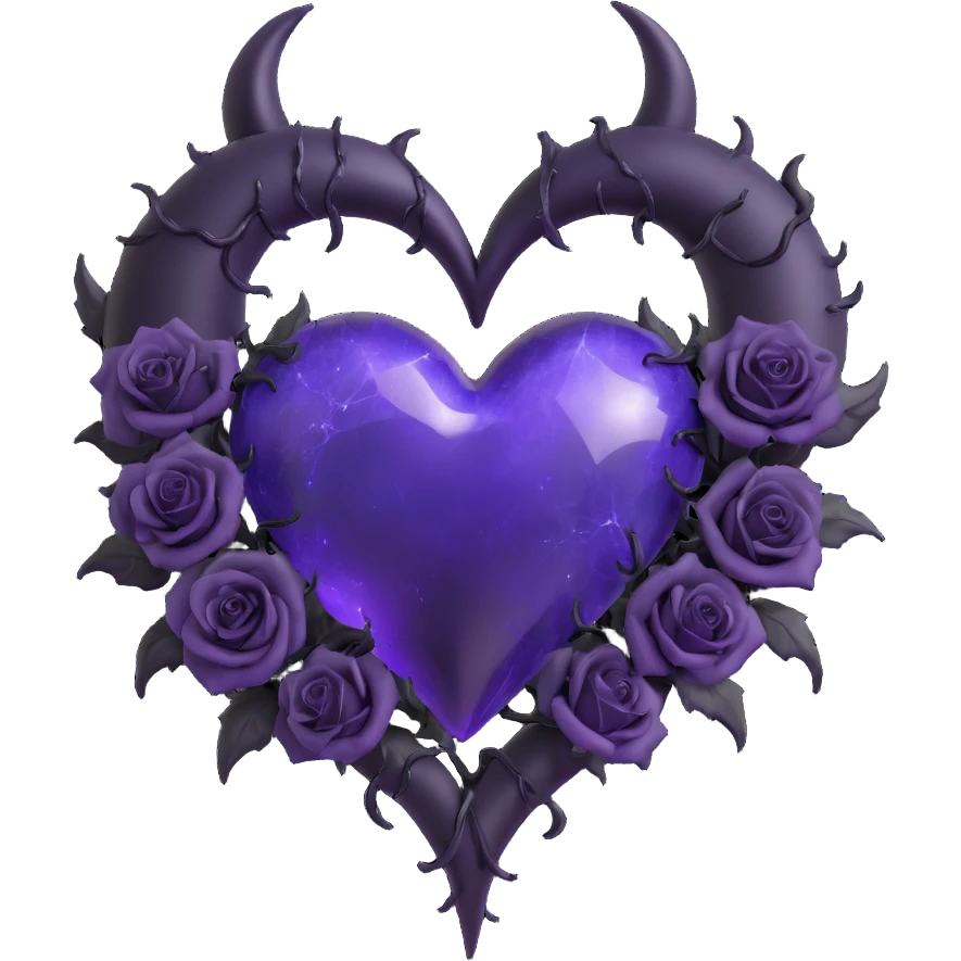 gothic heart purple glass crescent moon black roses devil tail wrapped around heart sparkling stardust electric lightning heavy rain shattered glass emoji