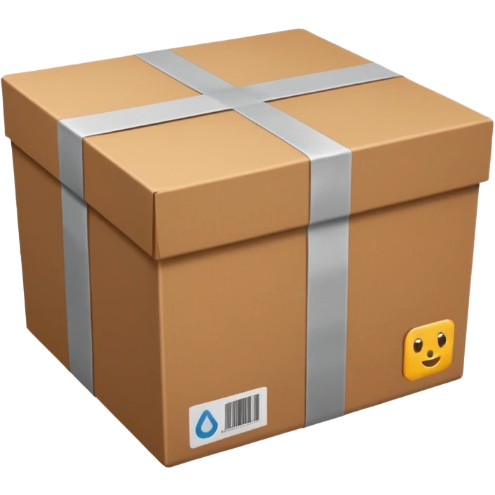 simple package, brown cardboard box with tape, stylized emoji