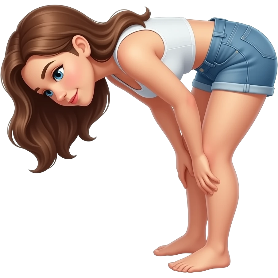woman bent over with shorts emoji