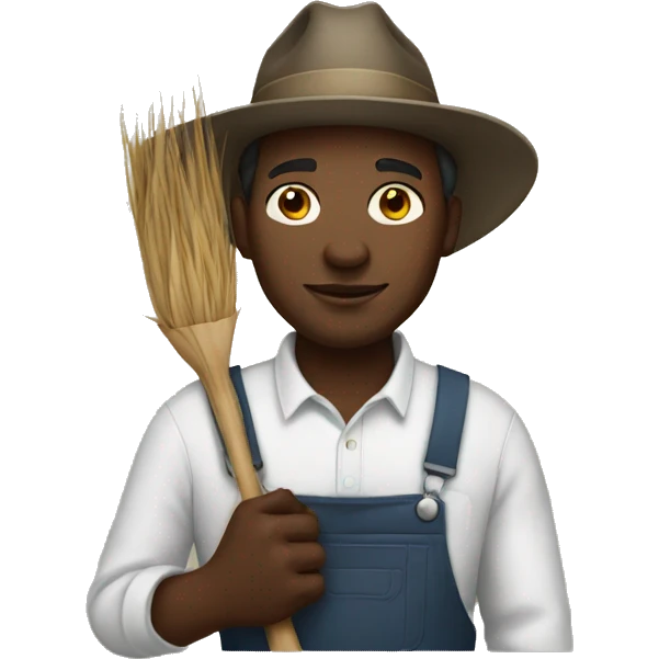 Black farmer holding white emoji
