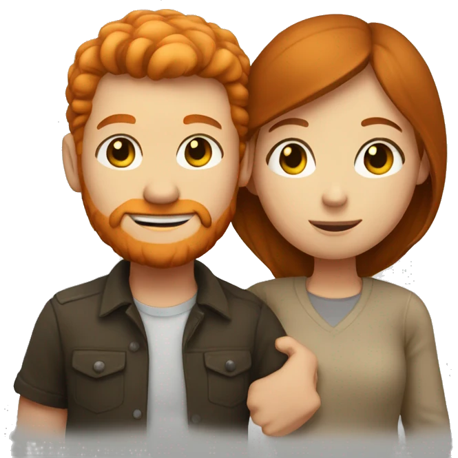 Ginger man hugging a brunette girl emoji