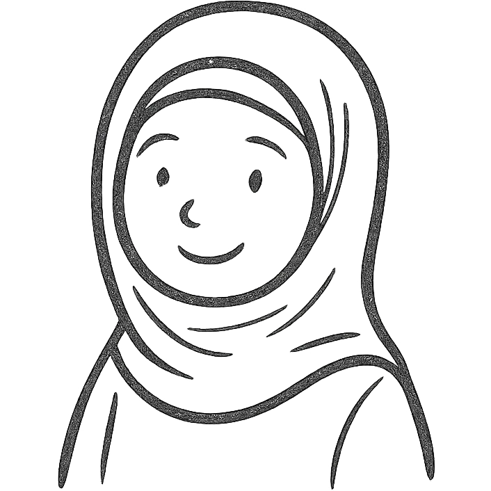 hijabi girl, hand drawn icon style, simple lines, no fill emoji