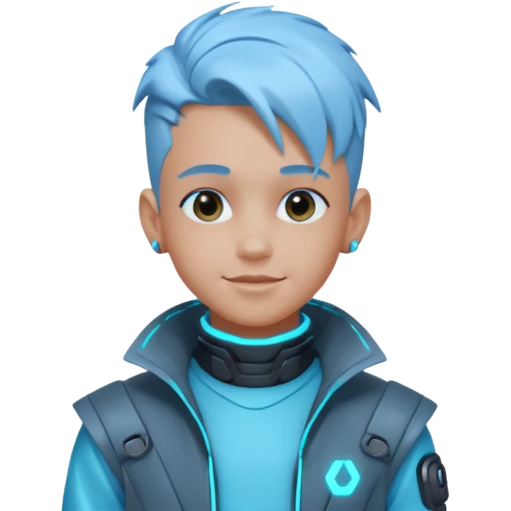 boy neon cyberpunk light blue happy emoji