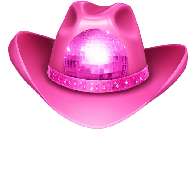 Pink disco ball with pink cowboy hat on top emoji