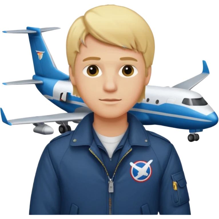блондин man студент в Америке на фоне самолета  emoji