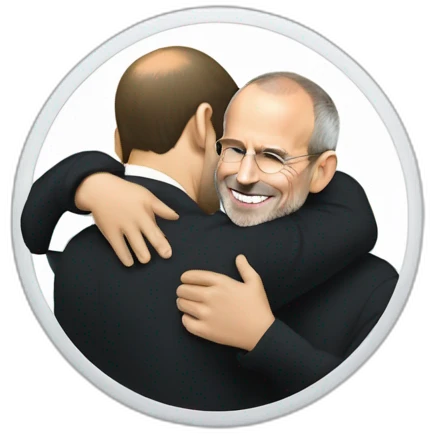 emmanuel macron hugging steve jobs emoji