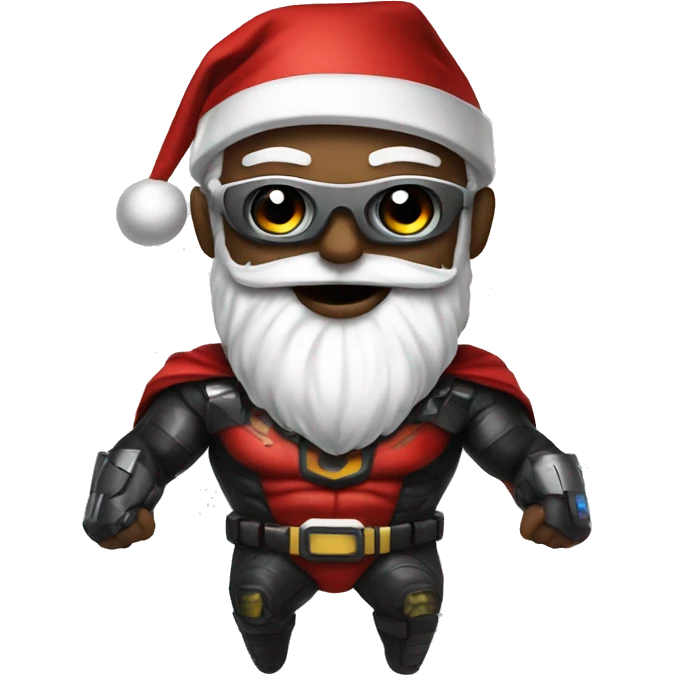 Cyberpunk Santa Claus as a superhero emoji