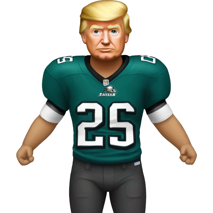 Donald Trump wearing an eagles jersey emoji