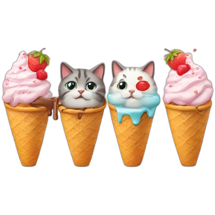 gatitos con helados emoji