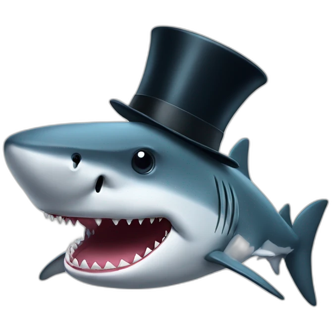 Shark with a top hat emoji