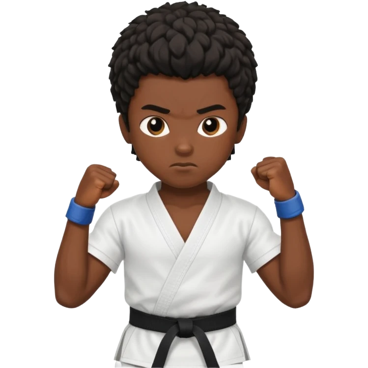 karate boy, black skin, african hair style emoji
