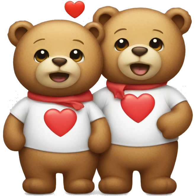 Two bears with heart emoji