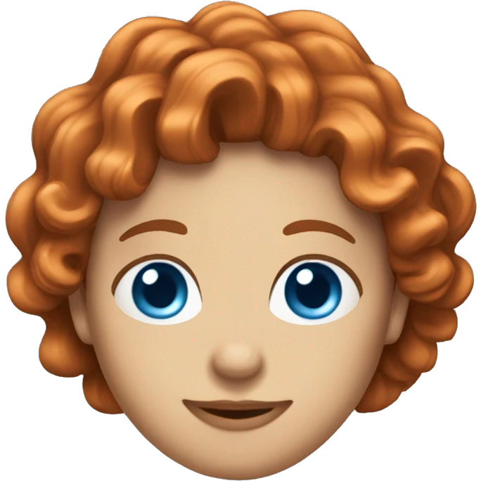 wavy copper hair with a crown blue eyes emoji
