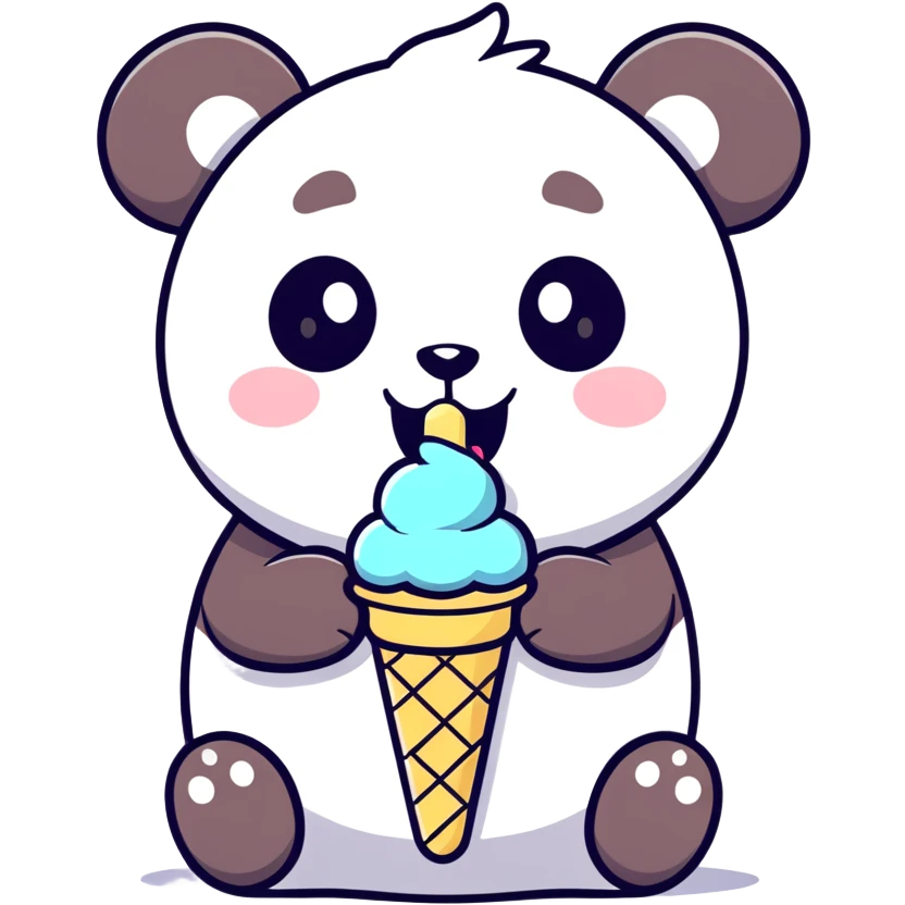 Panda eating ice cream emoji