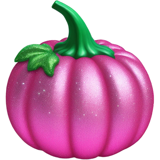 Hot pink to light pink pumpkin with glitter and green stem emoji