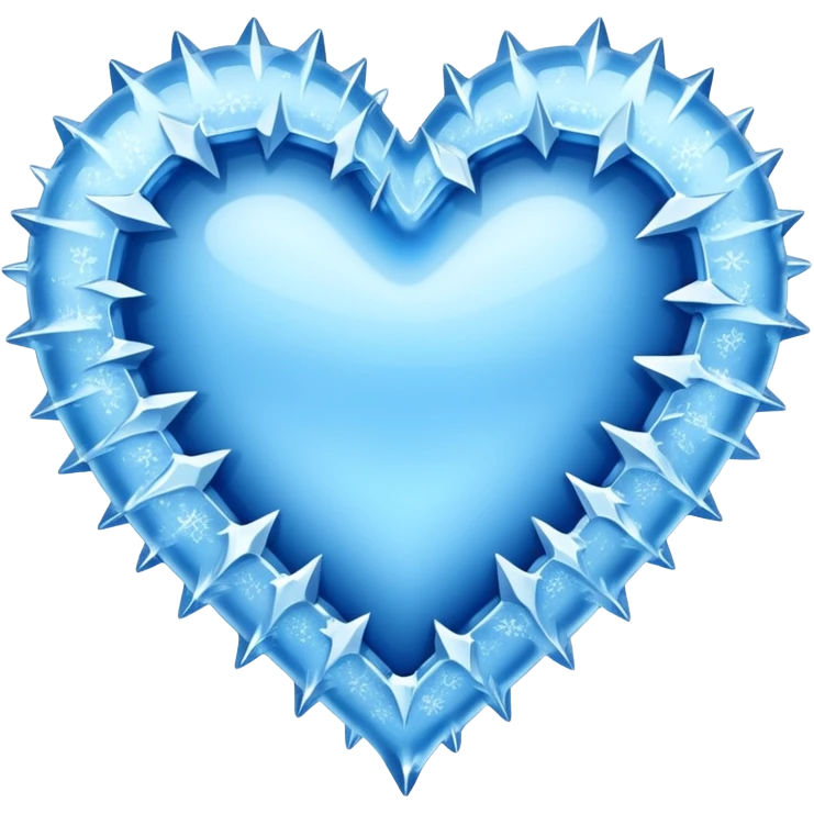 An ice blue heart with frost and jagged ice crystals covering it emoji