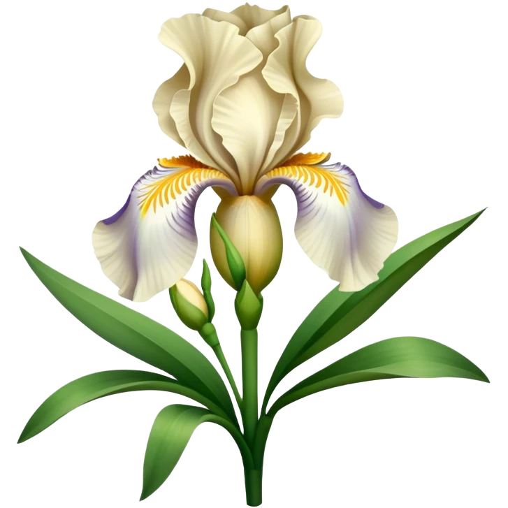 big bouquet Cream Iris, luxuriant, leaf, bud emoji