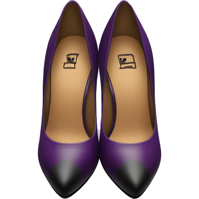 Realistic pair of plum purple and black closed toe high high heels emoji