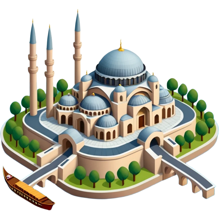 Isometric illustration of Istanbul, featuring Hagia Sophia and Istanbul bridge paint photorealistic style emoji