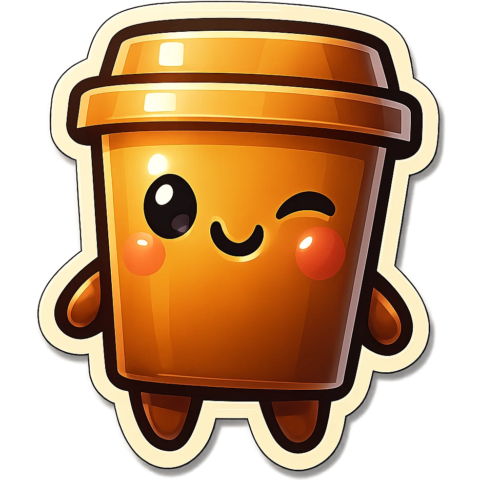 Tall coffee cup, flirty wink emoji