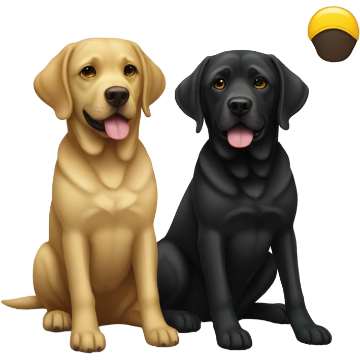 Two Labradors, one is black and the other is yellow  emoji