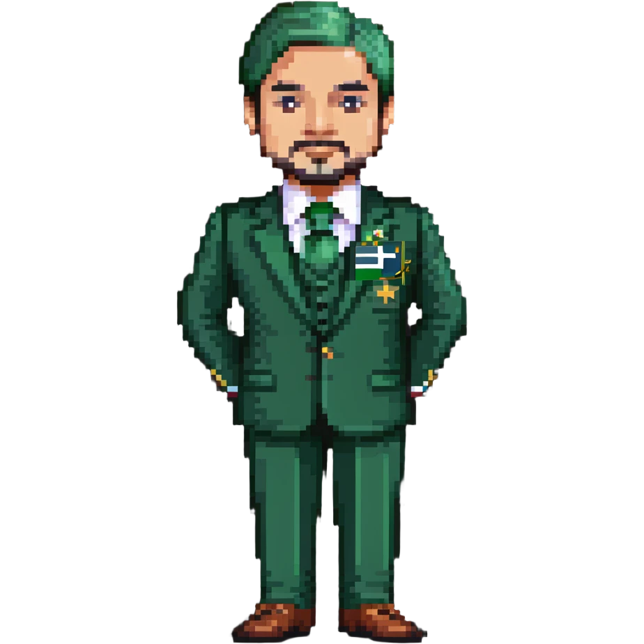 Pakistani diplomat in formal attire with Pakistan flag colors emoji